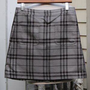 J Crew Grey Black Tartan Plaid Front Patch Pocket Short Skirt Sz 4
